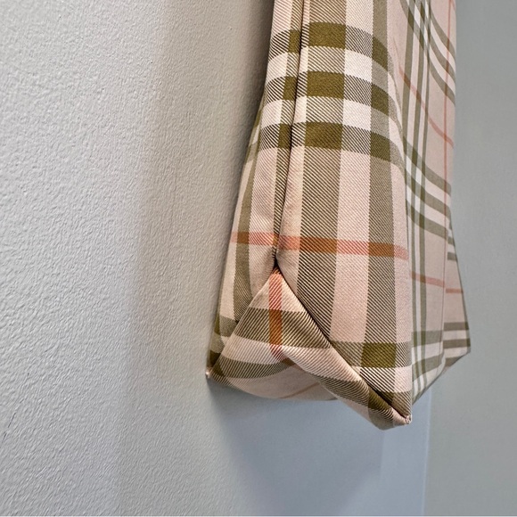 Burberry Signature Plaid Tote Check Fabric Green Orange - Picture 12 of 16